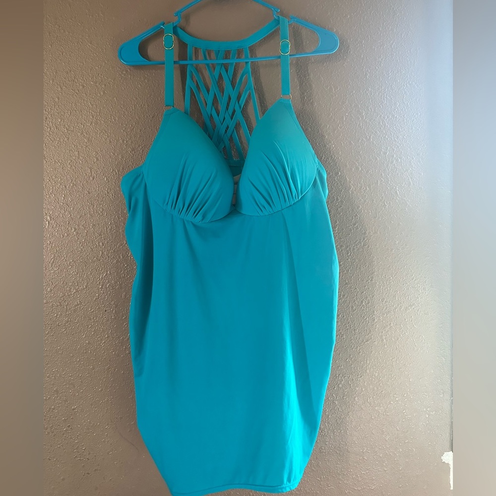 EUC Cacique teal Tankini. 42C